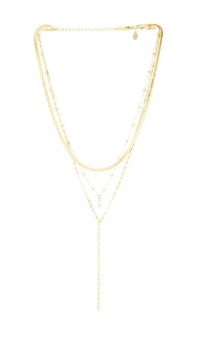 Petit Moments Layered Stone Lariat Necklace In Gold