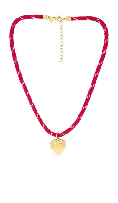 Petit Moments Locket Charm Paracord Necklace In Red