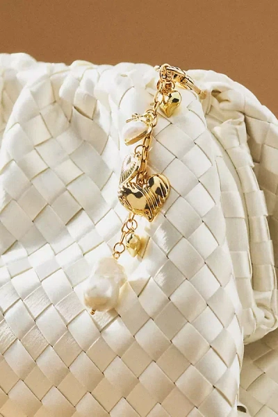 Petit Moments Lover Hearts & Pearl Bag Charm In Gold