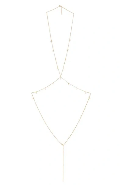 Petit Moments Lua Faux Pearl Body Chain In Gold