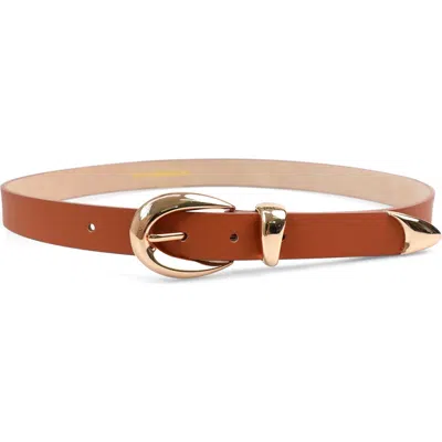 Petit Moments Marisa Leather Belt In Tan/gold