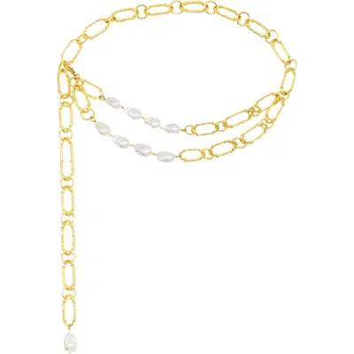 Petit Moments Mila Faux Pearl Chain Belt In Gold