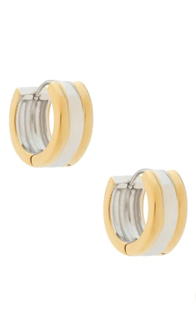 Petit Moments Mixed Metal Huggie Earrings In Gold