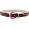 Petit Moments Modern Rodeo Burgundy Western Belt In Burgundy/gold