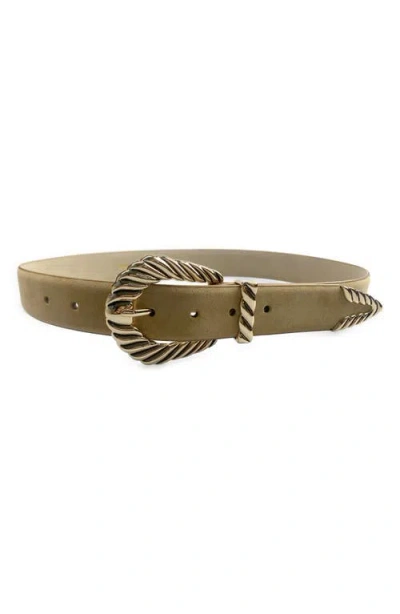 Petit Moments Modern Rodeo Faux Leather Belt In Sand Suede/gold