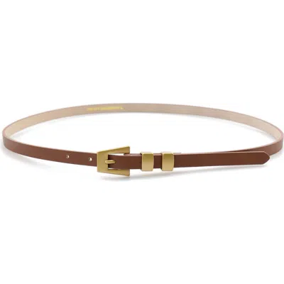 Petit Moments Modern Slim Belt In Brown/gold