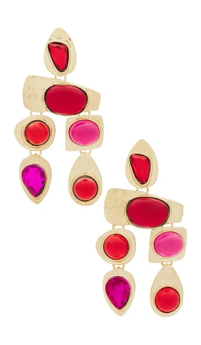 Petit Moments Multi Stone Earrings In 树莓红