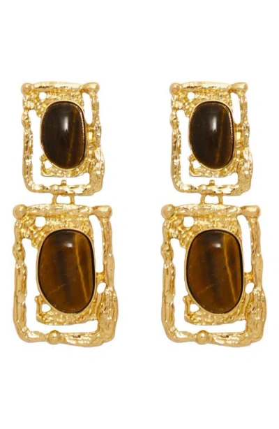 Petit Moments Ocean Relic Quartz Stone Drop Earrings In Gold