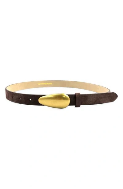Petit Moments Odessa Faux Leather Belt In Dark Brown/gold