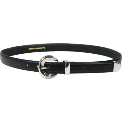 Petit Moments Opal Faux Leather Skinny Belt In Black
