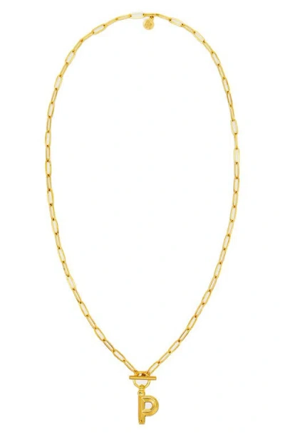 Petit Moments Paper Clip Initial Toggle Necklace In Brown