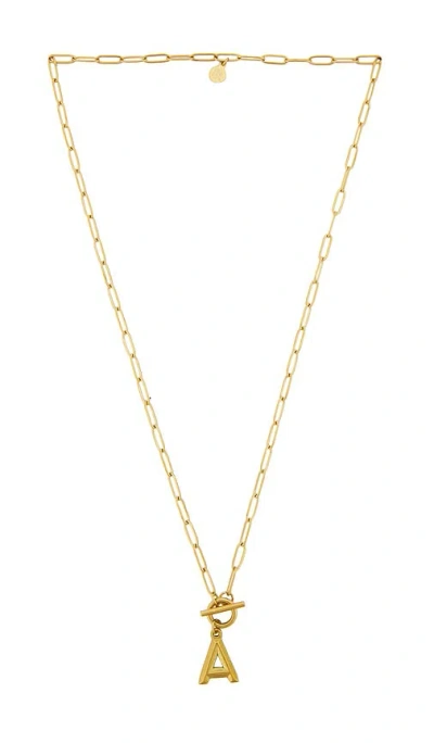 Petit Moments Paperclip Initial Necklace In Metallic Gold