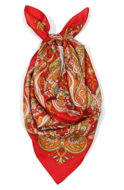 Petit Moments Penny Paisley Square Scarf In Red