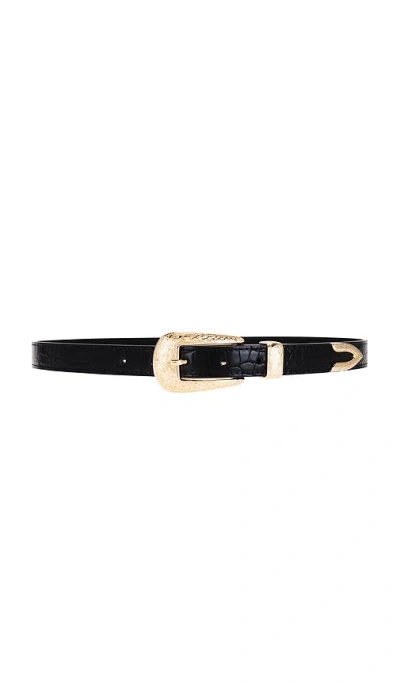 Petit Moments Phoenix Belt In Black Croc & Gold