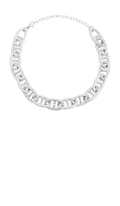 Petit Moments Rectangular Chain Link Necklace In Metallic Silver