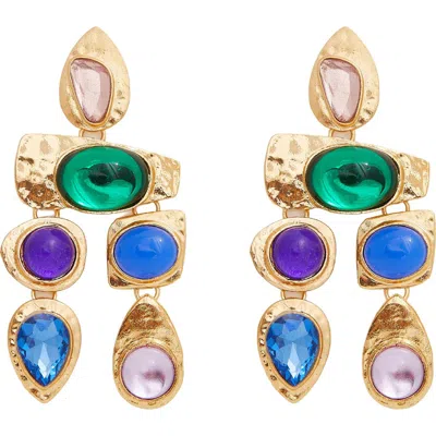 Petit Moments Resin Stone Drop Earrings In Gold/blue Jewel