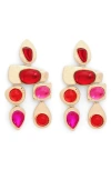 Petit Moments Resin Stone Drop Earrings In Raspberry