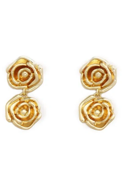 Petit Moments Rose Drop Earrings In Gold