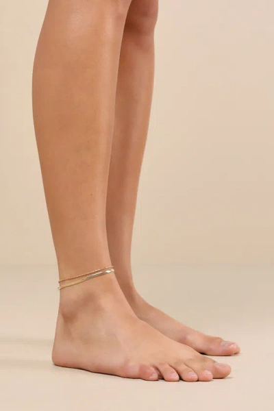 Petit Moments Salem Gold Layered Herringbone Anklet
