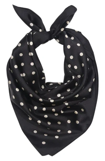 Petit Moments Satin Polka Dot Square Scarf In Black