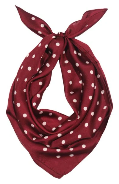 Petit Moments Satin Polka Dot Square Scarf In Burgundy