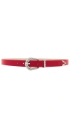 Petit Moments Slim Modern Rodeo Belt In Red/ Silver