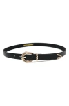 Petit Moments Slim Modern Rodeo Faux Leather Belt In Black/gold