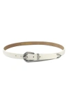 Petit Moments Slim Modern Rodeo Faux Leather Belt In White/silver