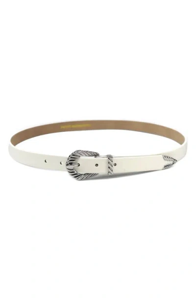 Petit Moments Slim Modern Rodeo Faux Leather Belt In White/silver