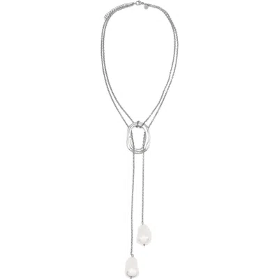 Petit Moments Solar Faux Pearl Y-necklace In Metallic