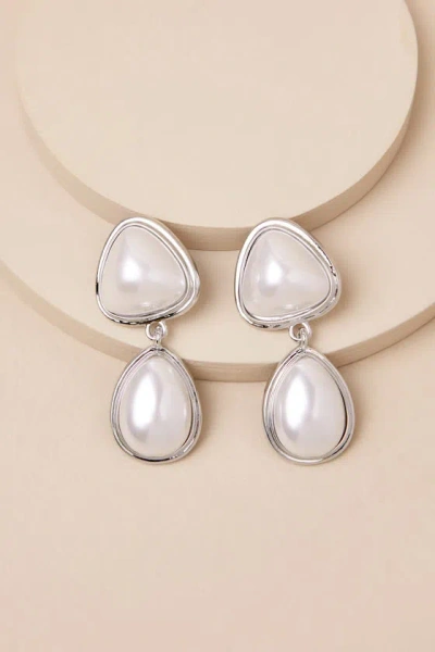 Petit Moments Stella Silver Pearl Drop Earrings In White
