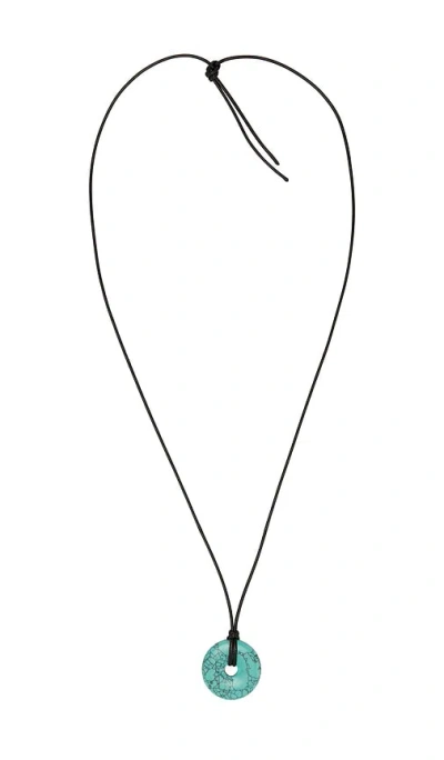 Petit Moments Stone Disc Corded Necklace In Black