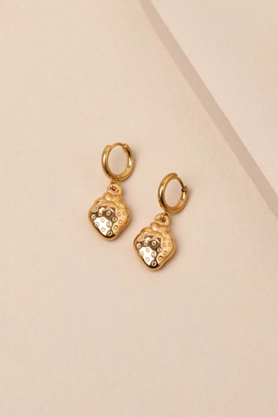 Petit Moments Strawberry Gold Charm Huggie Hoop Earrings