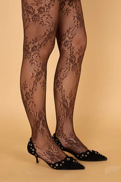 Petit Moments Stretch Lace Tights In Brown, Women's At Urban Outfitters