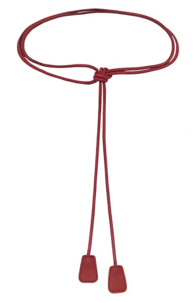 Petit Moments Tab Accent Faux Leather Tie Belt In Red