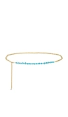 Petit Moments Turqouise Beaded Chain Belt In Gold