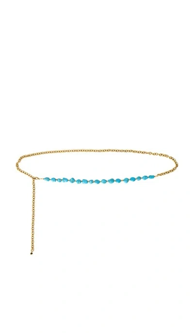 Petit Moments Turquoise Chain Belt In Gold