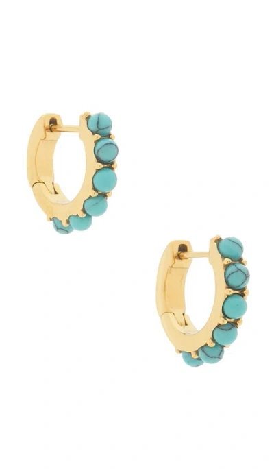 Petit Moments Turquoise Stone Huggies In Gold