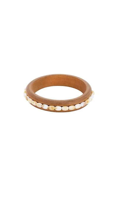 Petit Moments Wooden Beaded Cuff In Brown
