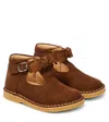Petit Nord Bow-detail Suede Shoes In Brown