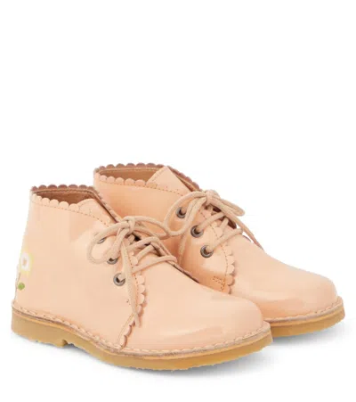 Petit Nord Kids' Floral Leather Boots In Pink