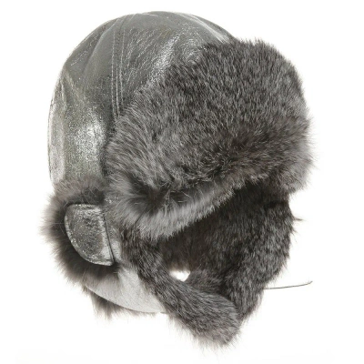 Petit Nord Babies' Silver Leather & Fur Hat