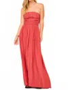 Petit Peony Strapless Maxi Dress In Rose In Red