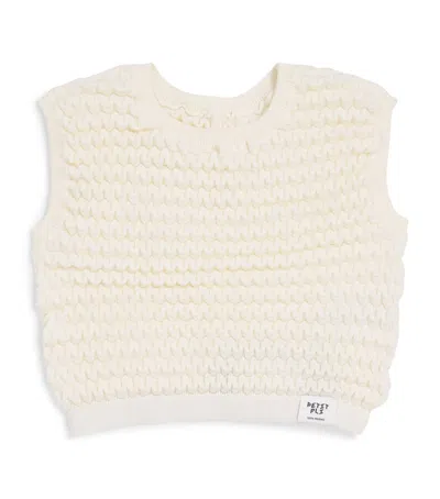 Petit Pli Kids'  Merino Wool Knot-tile Vest In White