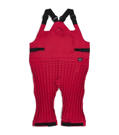 Petit Pli Kids'  Recycled Crinkle Versatile Dungarees In Red