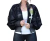 Petit Pois By Viviana G Designer Surrender Bomber Jacket In Black In Black