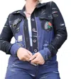 Petit Pois By Viviana G Designer Tale As Old As Time Jacket In Black/blue In Blue