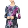 Petit Pois By Viviana G Long Sleeve Flower Design Top In Purple Multi In Purple