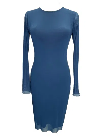 Petit Pois By Viviana G Long Sleeve Tank Dress In Turqoise In Blue