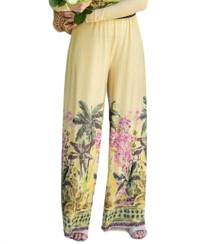 Petit Pois By Viviana G Palms Pull On Trousers In Multi In Yellow